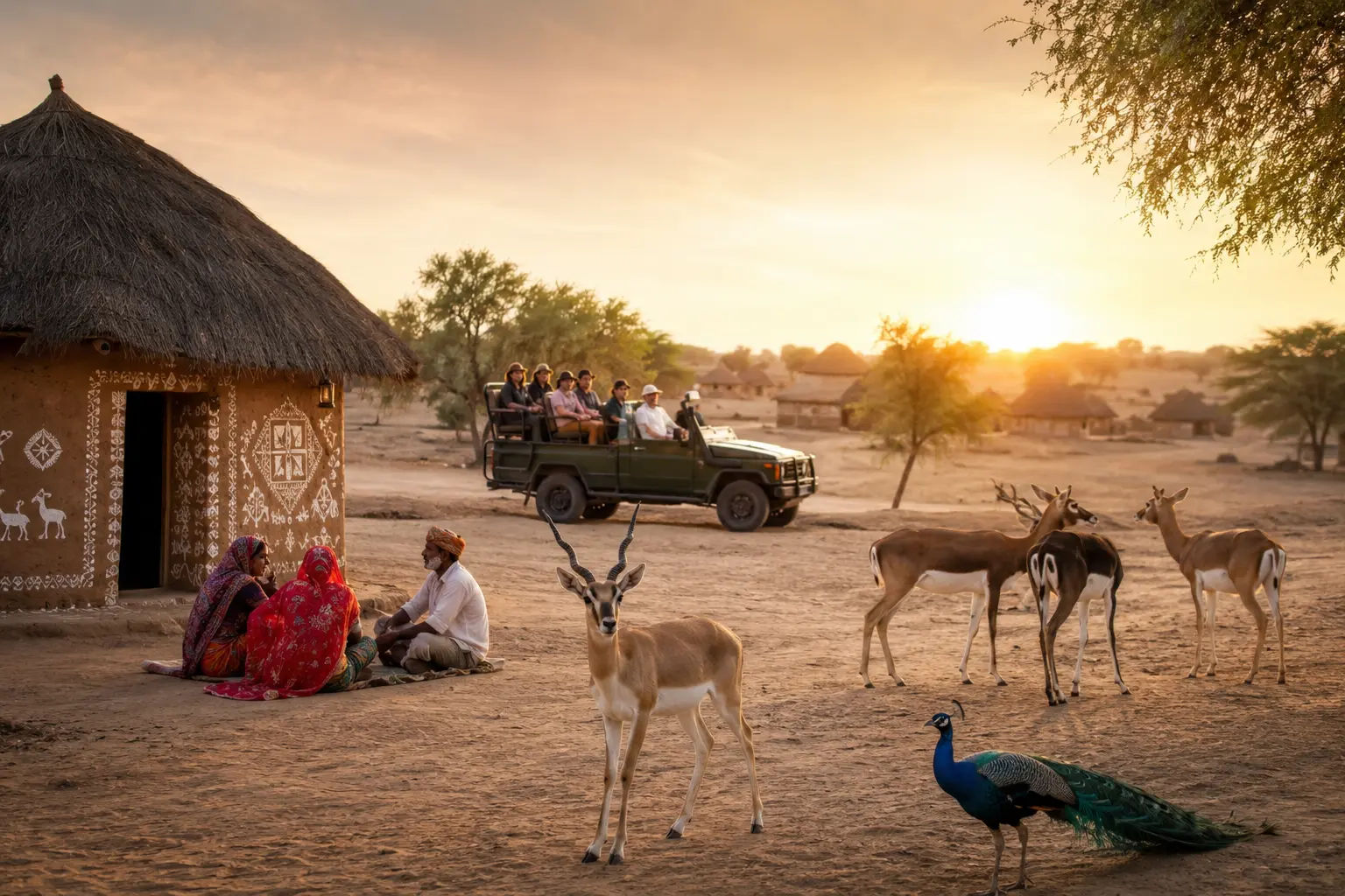 Desert safari at sand dunes near Jaisalmer