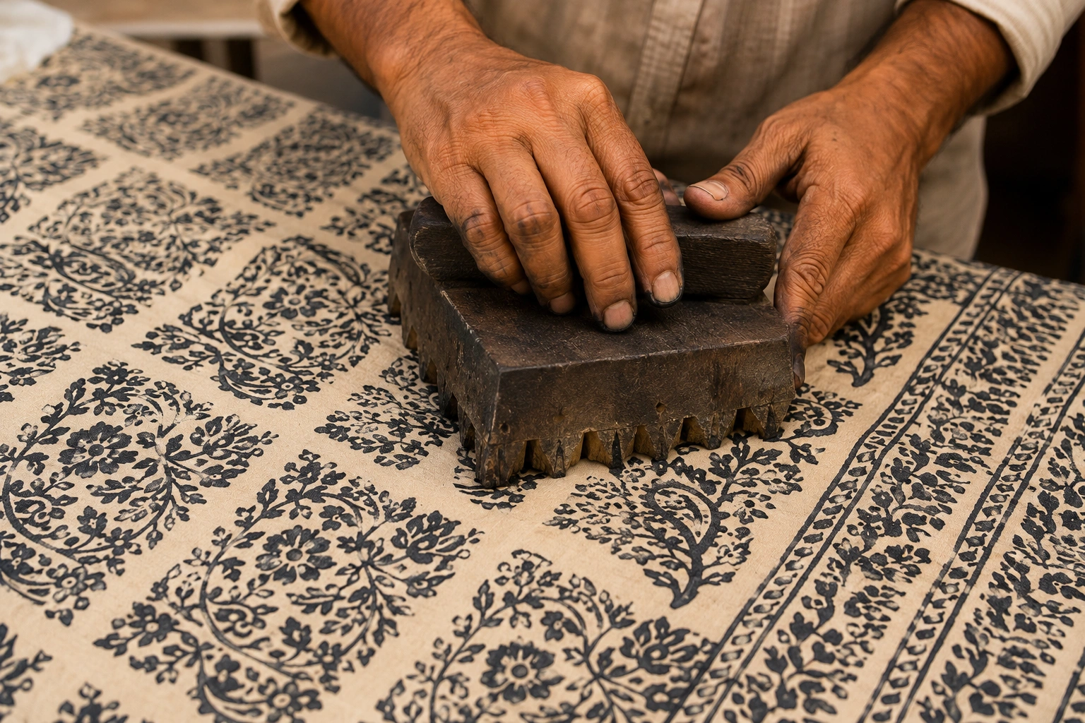 Dabu block printing by hand