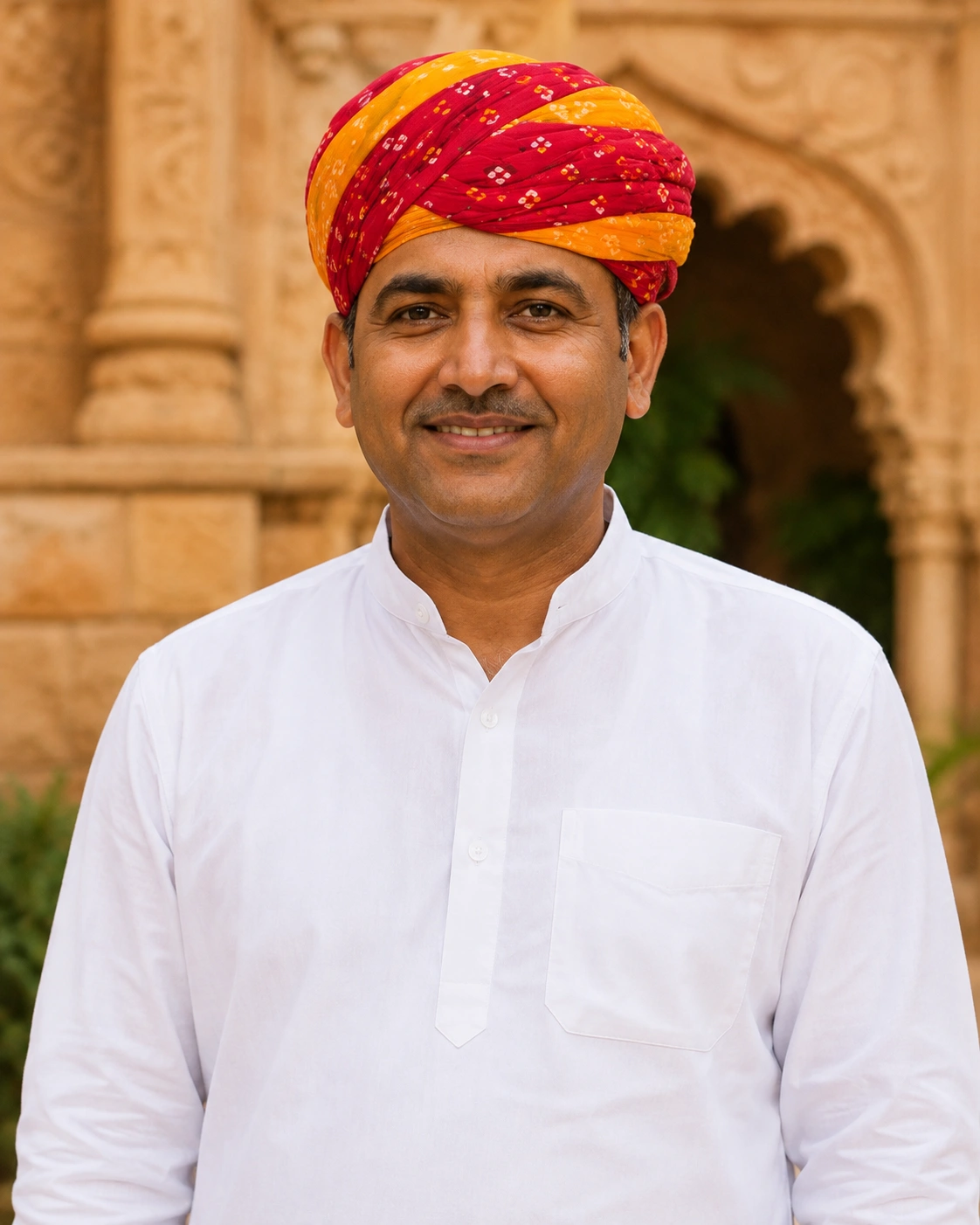 Shambhuram Prajapat, host and manager, in a traditional turban