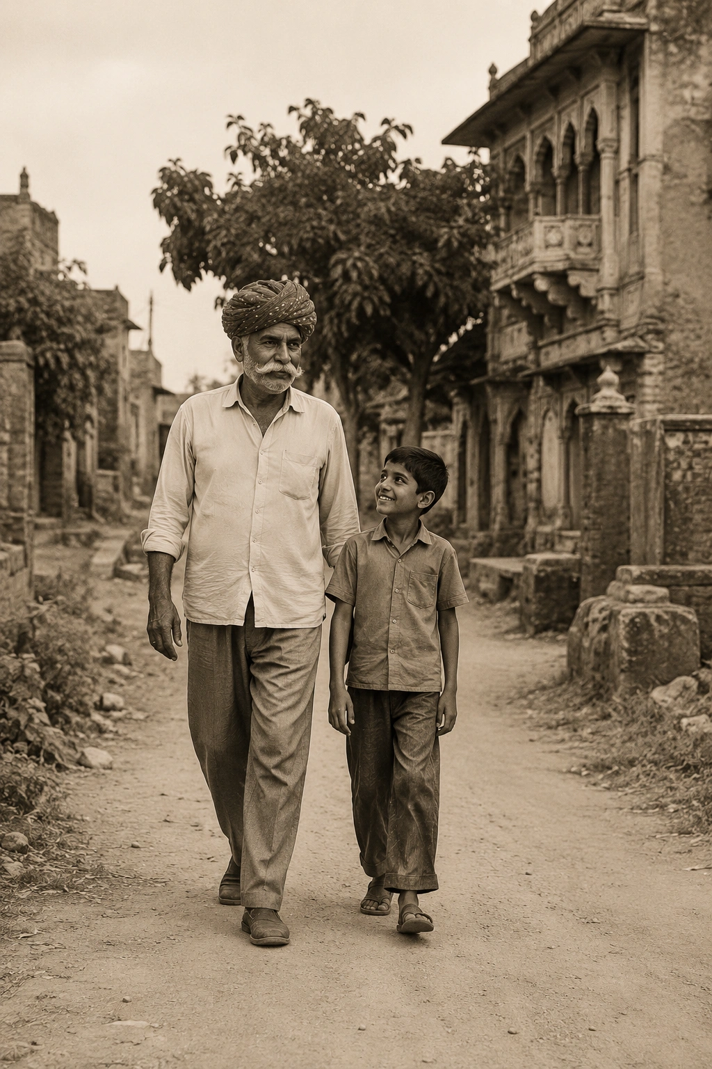 Historic photo from 1982 of the beginning of Pukhraj Garh